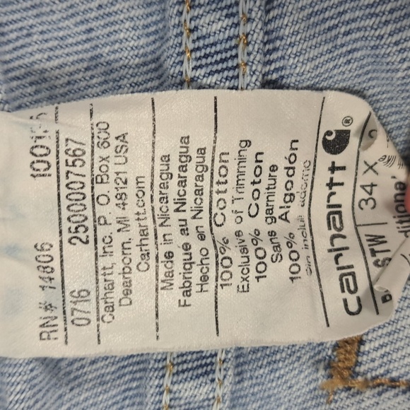 Carhartt B18 STW straight leg light wash casual denim workwear jeans 34-32 - Picture 6 of 6
